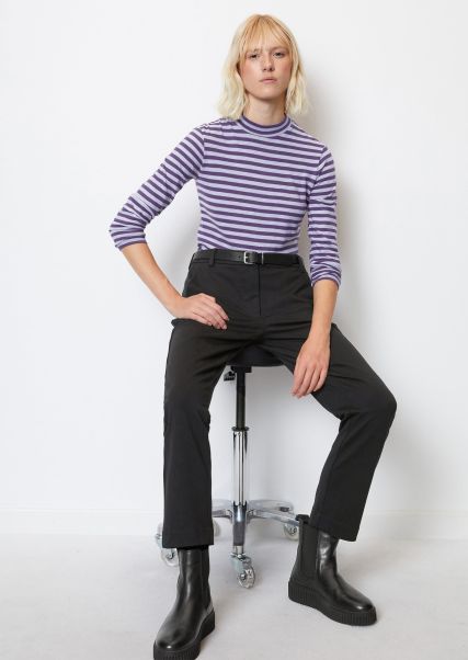 Multi/ Pale Purple Gestreepte Longsleeve Regular Slub-Jersey Dames T-Shirts Gezellig