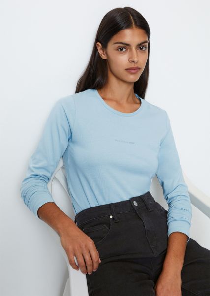 T-Shirts Dames Fresco Blue Kopen Dfc Longsleeve Slim Van Basic Single Jersey