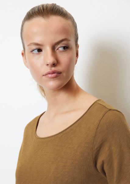 True Brown Dfc Longsleeve Regular Gemaakt Van Zware Slub Jersey Dames T-Shirts Eindprijs