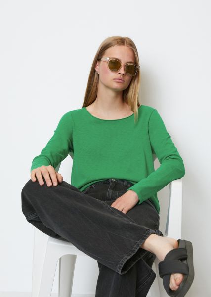 Dames T-Shirts Handig Amazon Green Dfc Longsleeve Regular Gemaakt Van Zware Slub Jersey