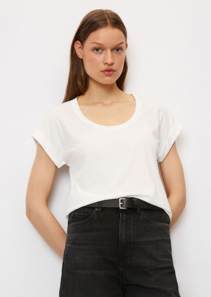 Nauwkeurigheid White Cotton Dames T-Shirt Met Aangeknipte Mouwen Van Lichte Single Jersey T-Shirts