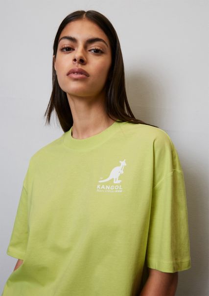 T-Shirts Dames Mo'pd X Kangol T-Shirt Loose Cropped Van Single Jersey Van Organic Cotton Luxe Limeade
