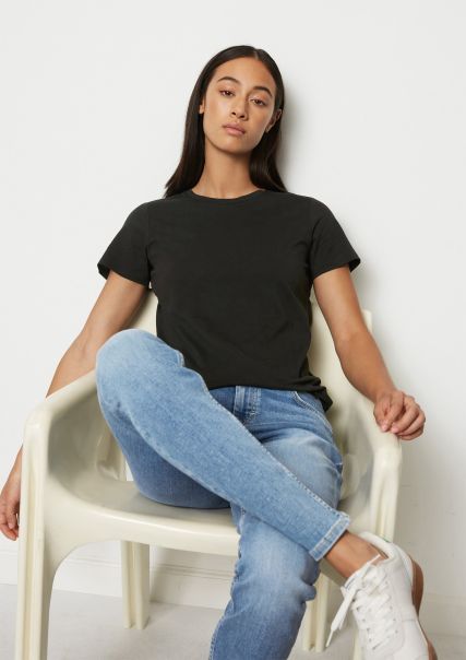 Uniek Black T-Shirt Met Ronde Hals Regular Van Biologisch Katoen T-Shirts Dames