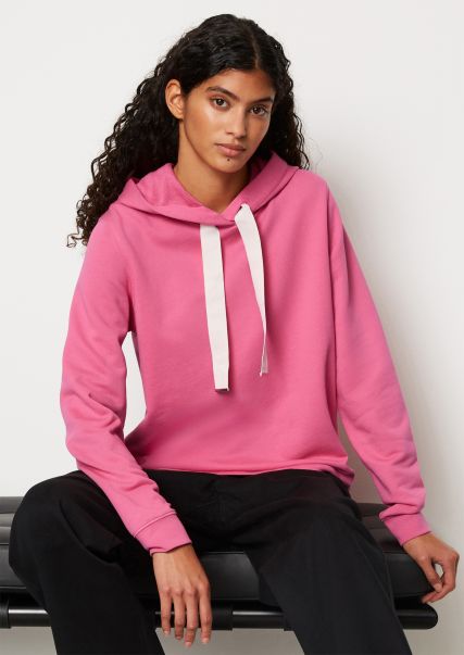 Dames Mode Rose Pink Sweatshirt Met Capuchon Relaxed Van Biologisch Katoen Sweaters