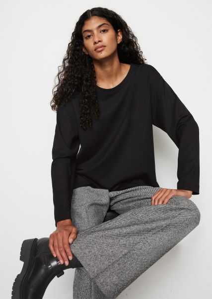 Sweaters Sweater Met Ronde Hals Relaxed Van Tencel™ Modal Nieuw Product Black Dames