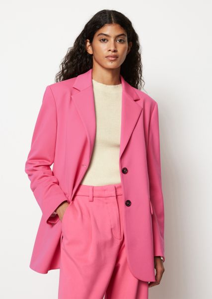 Jersey Blazer Recht Gemaakt Van Interlock Kwaliteit Rose Pink 2024 Blazer Dames