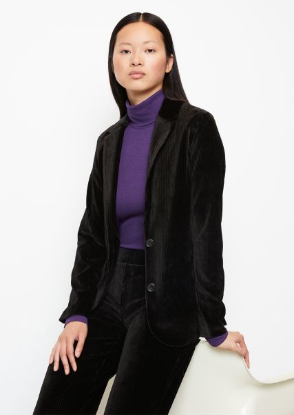 Dames Jersey Getailleerde Blazer In Cord Kwaliteit Blazer Black Prijs