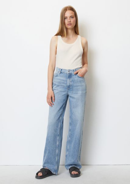 Dames Beoordelingen Jeans Model Tomma Wide Leg High Waist Van Licht, Soepel Biologisch Katoen Multi/Worn Out Vintage Light B Jeans