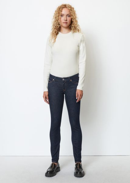 Dames Jeans Model Siv Skinny Low Waist Van Een Elastische Mix Met Biologisch Katoen Multi/Dark Blue Rinse Efficiënt Jeans