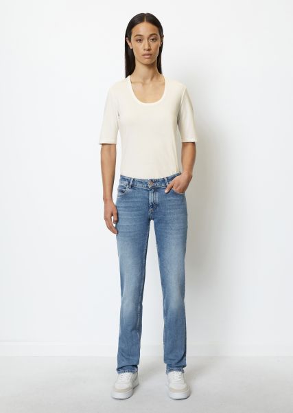 Jeans Jeans Model Alby Straight Van Organic Cotton Met Stretch Dames Authentic Mid Sea Blue Wash Winkel