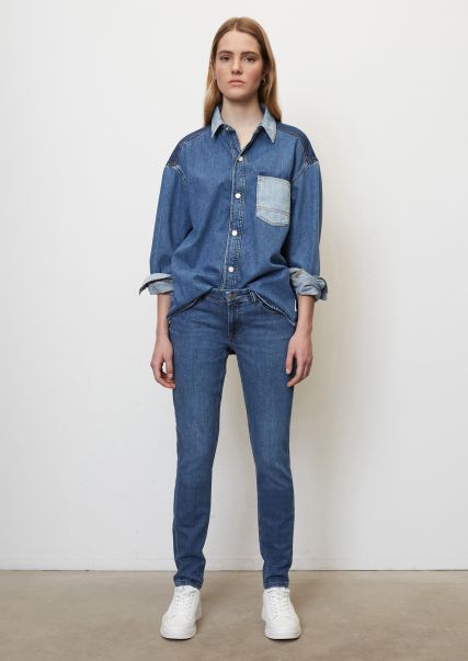 Elegant Jeans Multi/True Indigo Mid Blue Jeans Model Alva Slim Van Een Mix Met Organic Cotton Dames