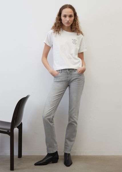 Dames Authentic Light Grey Wash Uniseks Jeans Jeans Model Alby Straight Van Organic Cotton Met Stretch