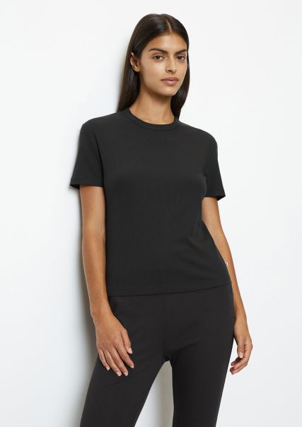 Black Goedkoop Dames Lounge T-Shirt Slank Gemaakt Van Biologische Katoenmix Met Tencel™ Modal Ondergoed
