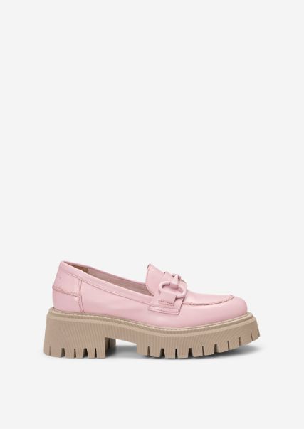 Trendy Loafers Dames Chunky Loafers Met Monochrome Siergesp Soft Pink