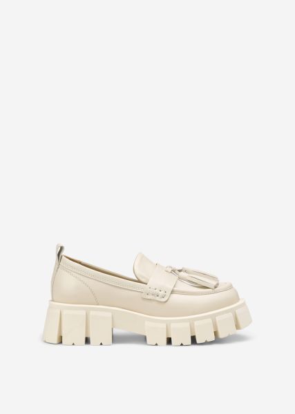 Bulky Loafers Met Kwastje Loafers Dames Chalky Sand Trendy