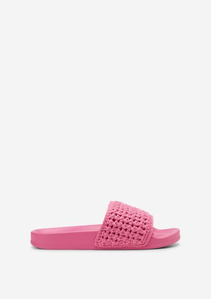Dames Exclusief Pink Sandalen Instappers Met Een Gehaakte Look