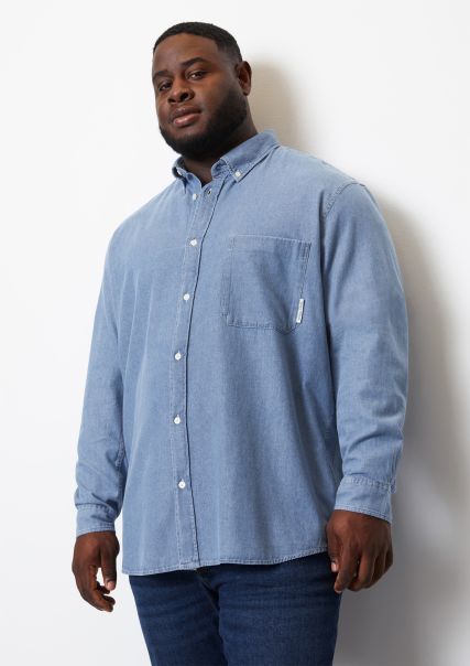 Multi/ Indigo Wash Denim Overhemd Regular Van Licht Denim Van Organic Cotton Overhemden Heren Specificatie