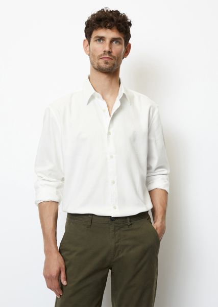 Heren White Aanbieding Shirt Lange Mouw Regular Met Fijne Structuur Overhemden