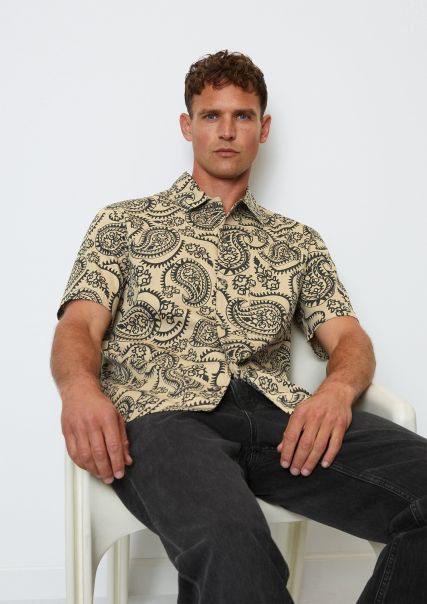 Uniseks Overhemd Met Korte Mouwen En Paisleymotief Regular Gemaakt Van Puur Biologisch Katoen Multi/Pure Cashmere Heren Overhemden