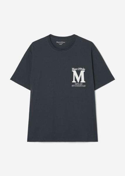 Exclusief T-Shirts Dark Navy Heren T-Shirt Normaal Gemaakt Van Middelzware Biokatoenen Jersey