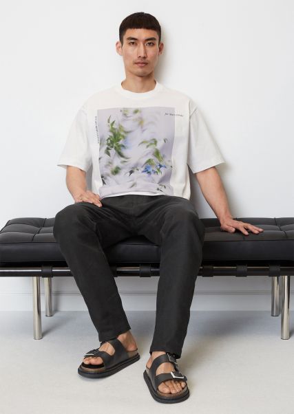 Studio Mary Lennox For Marc O'polo T-Shirt Relaxed Met Bloemenprint Op De Voorkant Marktprijs T-Shirts Multi/White Heren