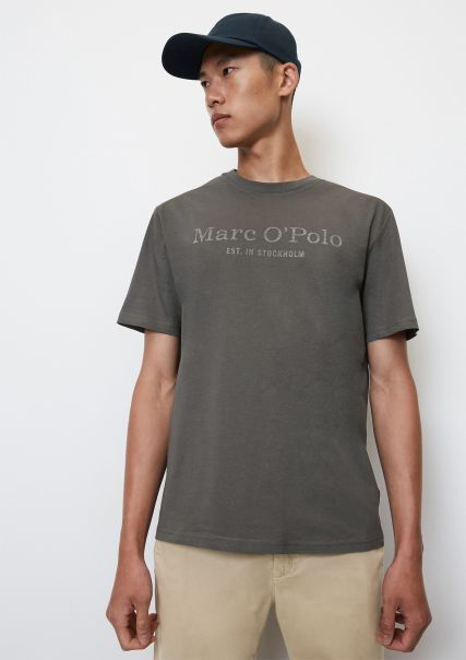 Gray Pinstripe T-Shirt Met Logo Regular Van Biologisch Katoen Marktprijs T-Shirts Heren