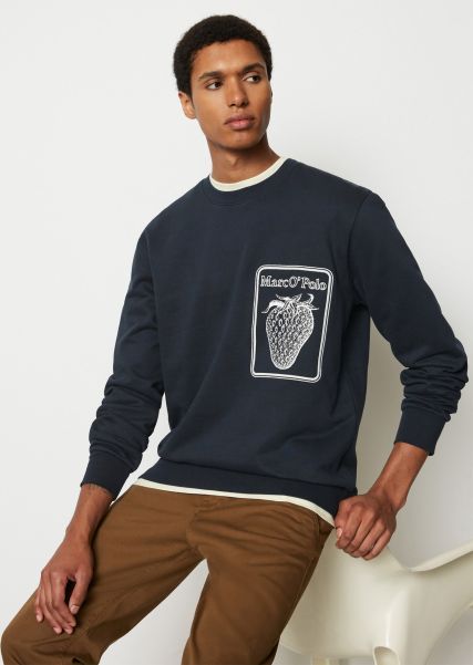 Sweaters Uitstekend Sweater Normaal Met Vintage Print Heren Dark Navy