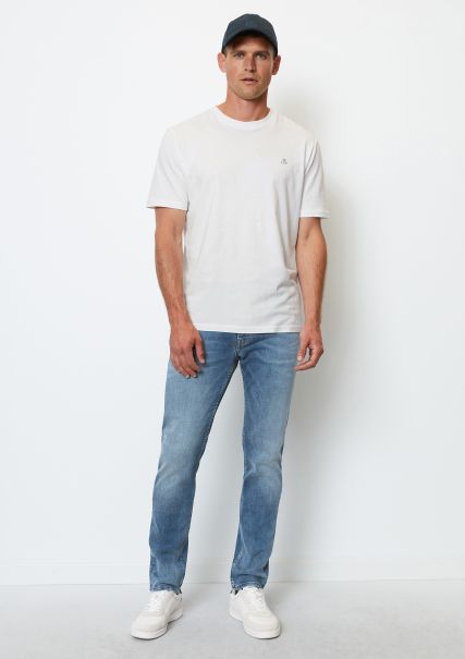 Elegant Heren Jeans Model Sjöbo Shaped Met De Casual Structuur Van Crosshatch Denim Jeans Authentic Mid
