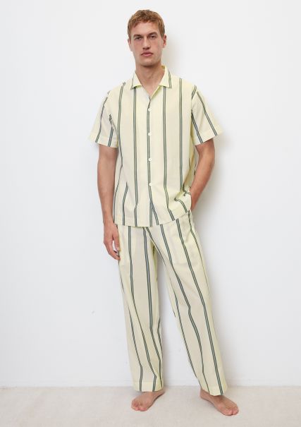 Pyjamashirt Gemaakt Van Puur Biologisch Katoen Heren Homewear Verkopen Linen White