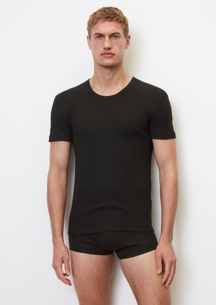 Black Heren Homewear Geribd Lounge-T-Shirt Van Een Zachte Mix Met Biologisch Katoen Populariteit