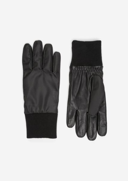 Heren Handschoenen Handschoenen Gemaakt Van Een Edele Mix Van Materialen Product Black