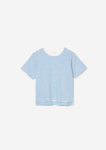 Junior Kwaliteit Girls Teens-Girls Gestreept T-Shirt Met Een Losse Fit Azur Blue Stripe