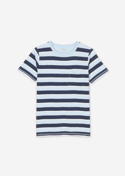 Air Blue Stripe Winkel Teens Boys T-Shirt Met Garengeverfd Streeppatroon Junior Boys