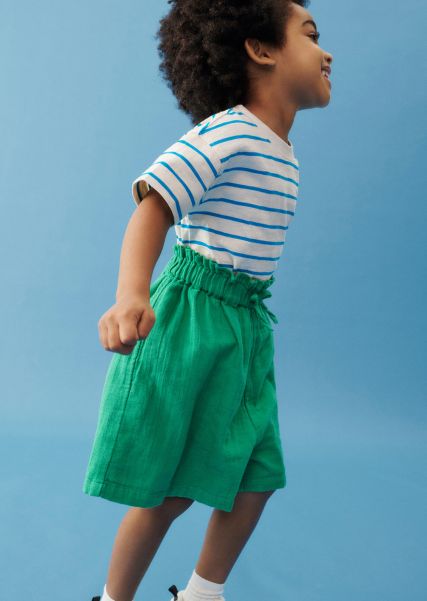 Junior Kids Girls T-Shirt Van Biologisch Katoen Girls Opmerkelijk Turquoise Stripe