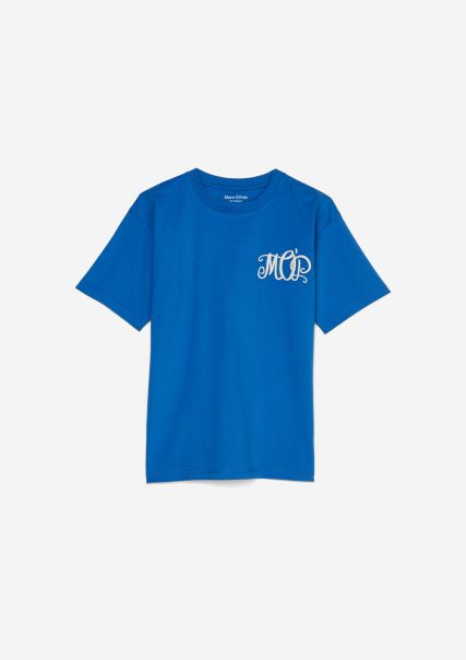 Junior Azur Blue Elegante Boys Kids Boys T-Shirt Met Geborduurd Logo