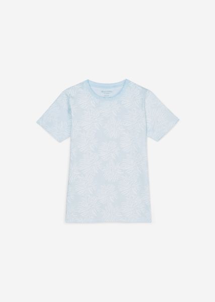 Boys Junior Kids Boys T-Shirt Met Plantenprint All-Over Uitstekend Air Blue Aop