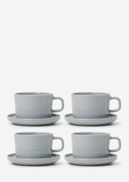 Home Modeshow Soft Grey Koffiekop Model Momenten In Een Set Van 4 Servies