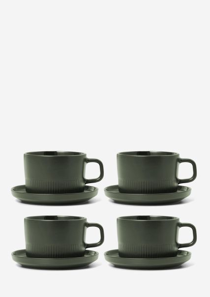 Home Servies Koffiekop Model Momenten In Een Set Van 4 Olive Green Concurrentieprijs